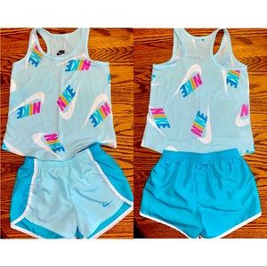 NIKE Dri Fit Multicolor Tank Shorts Set Sz 4/5